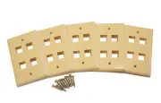 (5) Pack of 4 Keystone Port Single Gang Data Wall Plates Beige