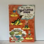 Uncut Vintage 1958 Play With The Three Little Pigs Whitman Punch-Out Book Unused