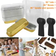 150Pcs Mini Loaf Pans with Lids and Spoons 200ml Non-Stick Aluminum Foil Liners♈