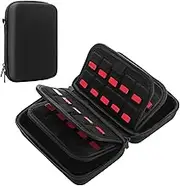 Game Cartridge Case, Hard Shell 80 Slots Storage Holder, EVA Nylon Black, for Travel, on The Go Use, and Home Storage
