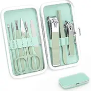 9 PCS Nail Clippers, ONEHERE Premium Manicure Set, Professional Grooming Gift Kit, Pedicure Kit, Facial, Hand, Foot, Cuticle Nail Care Tools, Fingernail Clippers with Luxurious Portable Travel Case