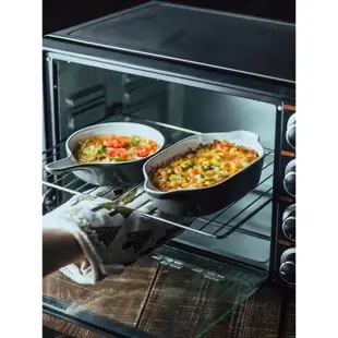 長方形陶瓷烤盤烤箱用芝士焗飯碗家用烘焙雙耳烤碗微波爐專用盤子