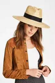 NEW with Tags BRIXTON Joanna Honey Wide-Brim Straw Sun HAT 50+UPF Women's SMALL