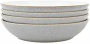 Denby - Elements Light Grey Pasta Bowls Set of 4 - Dishwasher Microwave Safe Crockery 1050ml 22cm - Pale Grey, White Ceramic Stoneware Tableware - Chip & Crack Resistant