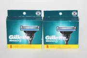 LOT (2) GILLETTE MACH 3 CARTRIDGES 8 RAZOR REFILLS TOTAL 16