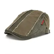 100% Cotton Distressed Ivy Newsboy Caps Cabbie Gatsby Hat (Army Green)