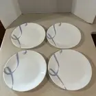 CORELLE VITRELLE " RIBBONS " 10 1/4" DINNER PLATE'S SET OF 4