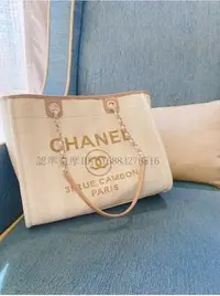 在飛比找Yahoo!奇摩拍賣優惠-琪琪二手正品 Chanel/香奈兒 中號 沙灘包 logo帆