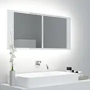 LED Bathroom Mirror Cabinet with RGB Light, High Gloss White, 100x12x45cm, Acrylic Safety Mirror, Ample Storage Space, Modern Design