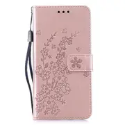 For Galaxy S8 Plum Flowers Pattern Horizontal Flip Leather Case with Holder & Card Slots & Wallet & Lanyard(Rose Gold)