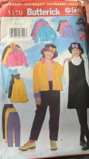 Butterick fast & easy pattern 5170 Girls Jacket, Jumper Skirt, Pants sz 7-10 unc