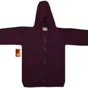 MEN HANDMADE ANDEAN ALPACA SOLID DARK RED ZIP HOODIE SWEATER SZ S