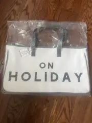 NEW On Holiday Canvas And Leather Tote