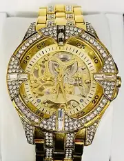 Elgin mens gold tone automatic skeleton luxury watch -FG9919