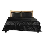 Dreamz Silky Satin Sheets Fitted Double Black iron,polyester,satin Sheets