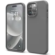 Silicone Phone Case For iPhone 14 Pro Shockproof Microfiber Lining - Carbon Grey
