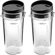Ninja Single Serve 16-Ounce Cups Set by Preferred Parts | Comparable with Nutri Ninja BL770 BL780 BL660 Professional Blender (Pack of 2)