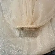 [CekoCk] Veil bridal veil Bridal Veils Bridal Veils Long Luxury Golden Bride Wedding Veil Cathedral Champagne Colored Yarn with Sequins Lady Party Wedding(Champagne,75 cm)