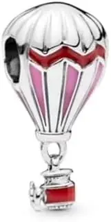 [The Charmery] Hot Air Balloon Red and Silver Charm Sterling Silver S925 Compatible with Pandora Charms, Trollbeads, Chamilia, Biagi and Many Other UK Charm Bracelets., Metal