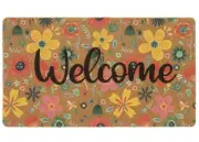 Welcome-Doormat Spring-Floral Front-Door-Mat Outdoor-Entrance 29 x 17 inch Brown