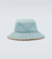 [Versace] Versace Versace Allover canvas bucket hat M blue
