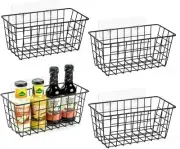 2 Pack Hanging Kitchen Baskets, Adhesive Wire Wall Storage Basket, No black