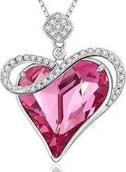 ZDaoBen Sparkle Love Heart Pendant Necklaces for Women Silver Crystals Necklace From Swarovski Crystal Birthstone Necklace Mother's Day Jewelry Gifts for Women Birthday/Anniversary Day/Party