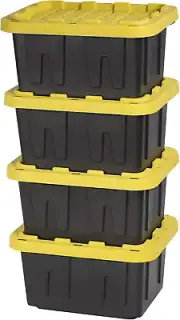® 5-Gallon Tough Storage Containers with Lids, Stackable, Extremely Durable, [4-