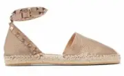Valentino Rockstud Skin Metallic Wrap Around Stud Ankle Strap Espadrille Flat 36