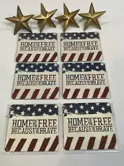Coasters Star napkin ring holder gold and Home of the free because of the brave