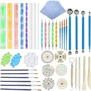 Mandala Dotting Tools Set, 48Pcs Dotting Tools Stencil Mandala Stencil Painting Tool Kits,Brushes,Paint Tray for Painting Rocks/Stones Coloring Drawing and Drafting Art Crafts DIY Supplies