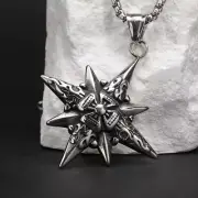 Vintage Hip-hop Hexagonal Star Compass Cross Stainless Steel Pendant Necklace