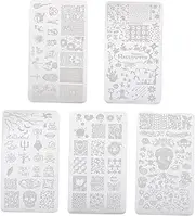 5pcs Nail Print Template Nail Clipper Nail Kit Manicure Nail Art Brushes Nail Plate Template Stamps Palette Nail Art Tools Decals Plates Orange Gel Nail Polish Pen Stainless Steel