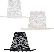 [JEXOWIQ] Lace Bra - 3 Pieces Women's Lace Clip On Mock Camisole Bra Insert Overlay Modesty Panel Vest Bra Insert, Neckline Cover, White, Black, Beige