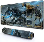 RMJKXQZG Magic The Gathering Playmat 24" x 14" Blue Rubber Non-Slip Mouse Pad with Dragon Pattern