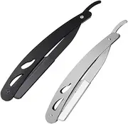 LIFKOME 2Pcs Fold Able Manual Shaver Old Style Beard Razor Stainless Steel Hair Shaver for Home and Travel Use Lightweight and Portable Suitable for Mens Grooming
