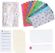 Respicefinem A6 Budget Binder Translucent Large Capacity 6 Ring PU Leather A6 Budget Binder Notebook Cash Envelopes Handbook Ideal for Home Office School and Travel