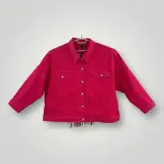 NEW DG2 by Diane Gilman Red Denim Jacket Womans 3X Fringed Star Western Boho NWT