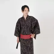Japanese Men Kimono Yukata Kaku Obi Belt Set M L LL 3L z33-02