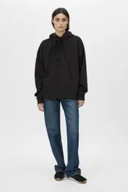 Grid Flocking Logo Hoodie in Black - CAMILLA AND MARC® C&M