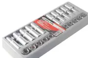 Selta Taiwan 8-19mm 24pc 1/2" Dr. Cr-V Flank 6pt Reg. & Deep Socket Set in Tray