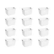 Sterilite Deep Ultra Nesting Plastic Storage Bin Basket Tote, White (12 Pack)