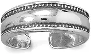 [JewelryWeb] 925 Sterling Silver Dotted Edge toe ring Oxidized 15.8mm X 5.8mm-toe ring for Women