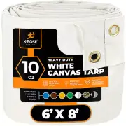 6x8 White Canvas Tarp 10 Oz