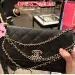 二手CHANEL 香奈兒CHANEL 新款 水鑽鍊帶 CC WOC 鍊帶包 黑 超讚