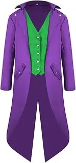[BITSEACOCO] Mens Gothic Medieval Tailcoat Jacket, Steampunk Vintage Victorian Frock High Collar Coat Halloween Costumes