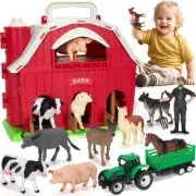 Farm Animals Toys for 1 2 3 4 5 Year Old Toddlers Girls Boys, Big Red Barn...