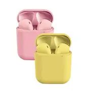 2 Packs Wireless Earbuds inPods 12 Touch Control Bluetooth 5.0 Earbuds Earphone with Storage Case-Pink&Yellow
