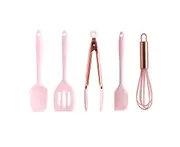1 Set Non-stick Cooking Utensils Good Flexibility Silicone Egg-beater Spatula Spoon Set for Bakery Pink