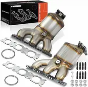2-PC Left and Right Exhaust Manifold Catalytic Converter with Gasket Kit Direct-Fit Compatible with Volvo XC90 2007 2008 2009 2010 3.2L, E.P.A. Compliant